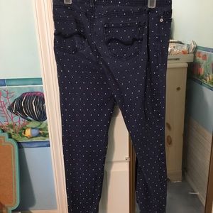 Cute juniors navy blue with small white dots ankle cut skinny jeans size3/4